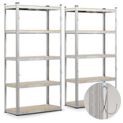 VOUNOT® Lot de 2 étagères métalliques avec crochets charge lourde 875kg - 5 tablettes réglables - rayonnage robuste 180x90x40cm