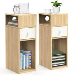 Lot de 2 Table de chevet d'appoint avec tiroir et compartiment 25x30x66cm naturel