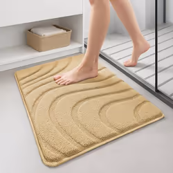 VOUNOT® Tapis de Bain Antidérapant microfibre motif ondulé 40x60cm beige