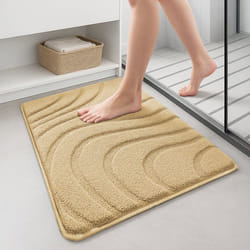 VOUNOT® Tapis de Bain Antidérapant microfibre motif ondulé 40x60cm beige