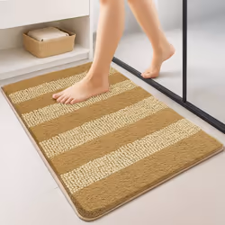 VOUNOT® Tapis de Bain Antidérapant chenille microfibre 40x60cm beige