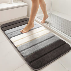 VOUNOT® Lot de 2 Tapis de Bain Antidérapant microfibre motif dégradé 50x80cm gris