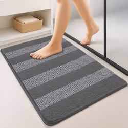 VOUNOT® Tapis de Bain Antidérapant chenille microfibre 60x90cm gris
