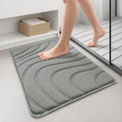 VOUNOT® Tapis de Bain Antidérapant microfibre motif ondulé 60x110cm gris