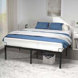 Vounot - Cadre de lit metal avec fixation sommier et hauteur 36cm 160x200cm noir