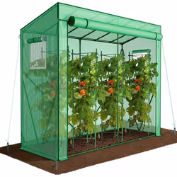 VOUNOT® Serre de jardin Serre tomates avec porte et fenetres moustiquaire bache PE renforcee 135g/m2 200x77x170cm Vert