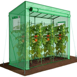 VOUNOT® Serre de jardin Serre tomates avec porte et fenetres moustiquaire bache PE renforcee 135g/m2 200x77x170cm Vert