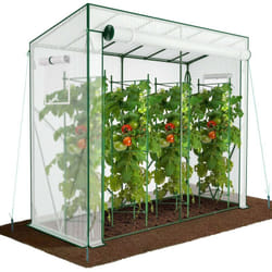Vounot - Serre de jardin Serre tomates avec porte et fenetres moustiquaire bache pe renforcee 135g/m2 200x77x170cm Blanc