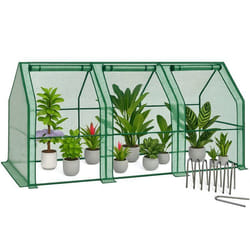 VOUNOT® Mini Serre de jardin avec 3 portes enroulables bache PE renforcee 135g/m2 270x90x90cm Vert
