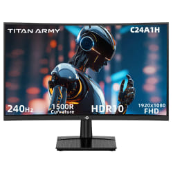 Écran de jeu TITAN ARMY C24A1H, écran VA incurvé 1500R de 23,6 pouces, 1920 x 1080, taux de rafraîchissement de 240 Hz, OD dynamique, FreeSync, HDR10, 96 % sRGB