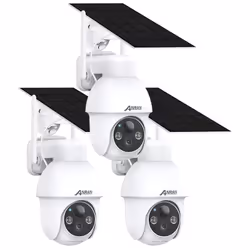 Camera de surveillance salaire PTZ sans fil exterieur 3MP, compatible avec Amazon Alexa et Google Home, alimentée par l’énerg ...