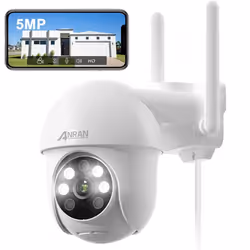 ANRAN 5MP Caméra de surveillance filaire WIFI extérieure intérieure pivot à 355° Audio bidirectionnel-P3