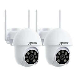 Caméra de Surveillance Filaire WiFi Extérieure 5MP, 360° ptz Caméra ip avec Suivi Automatique, Vision Nocturne Couleur Anran P3 Max Blanc-2PCS