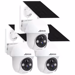 ANRAN Caméra de surveillance sans fil extérieur de batterie panneau solaire Wifi inclinaison panoramique 360° détection PIR a ...
