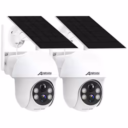 ANRAN Caméra de surveillance sans fil extérieur de batterie panneau solaire Wifi inclinaison panoramique 360° détection PIR a ...