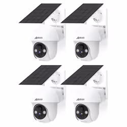ANRAN Caméra de surveillance sans fil extérieur de batterie panneau solaire Wifi inclinaison panoramique 360° détection PIR a ...
