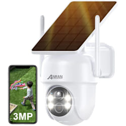 Caméra de surveillance interieur / exterieur WiFi 2.4Ghz, Panneau Solaire Intégré, 3MP Caméra sans Fil sur Batterie, Vision Nocturne Couleur,