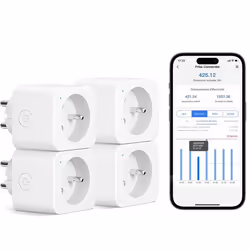 Meross Prise Connectée Type E16A Prise WiFi Compatible avec Alexa et Google Home4 Prises avec Mesure Consommation Électrique ...
