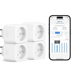 Meross Prise Connectée Type E16A Prise WiFi Compatible avec Alexa et Google Home4 Prises avec Mesure Consommation Électrique av
