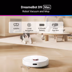 Dreame D9 Max robot aspirateur 0,57 L Sans sac Blanc