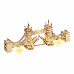 DAM Pont de la tour. Modèle 3D réaliste avec beaucoup de détails, 113 pièces. avec bandes lumineuses Beige