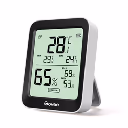 Govee H5075, Humidité, Temperature, Sans fil, Bluetooth, Noir, Batterie, 75 mm