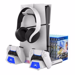 Support de Charge Multifonction - IPEGA - PG-P5S023 - PS5 / PS5 Slim - Ventilateur - RVB - Blanc