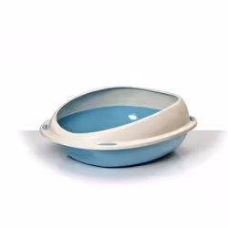 Litière ouverte - SHUTTLE - 45 cm - Anti-projections - Bleu - Pour petits chats