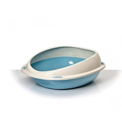 Litière ouverte - SHUTTLE - 45 cm - Anti-projections - Bleu - Pour petits chats