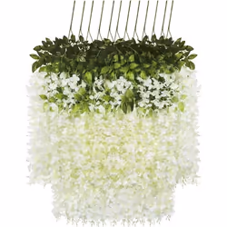 12 Pièces Artificielle Fleurs Faux Vigne Glycine Fausse Fleur Artificielles Faux Plantes Suspendues Plastique pour la Décorat ...