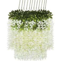 12 Pièces Artificielle Fleurs Faux Vigne Glycine Fausse Fleur Artificielles Faux Plantes Suspendues Plastique pour la Décoration