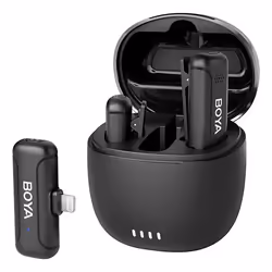 BOYA Système de microphone sans fil à double canal BY-WM3T 2,4 GHz, Microphone Lavalier, 100 m, Omnidirectionnel, Récepteur a ...