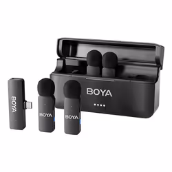 BOYA Système de microphone sans fil BY-V4 Ultracompact 2.4GHz, Microphone à clipser, 20 - 20000 Hz, 16 bit, 48 kHz, 80 dB, Sa ...
