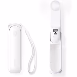 Mini ventilateur portable haut de gamme Life8 (F8) 2000 mAh rechargeable par USB fonction lampe de poche JISULIFE Blanc