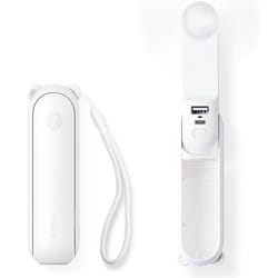 Mini ventilateur portable haut de gamme Life8 (F8) 2000 mAh rechargeable par USB fonction lampe de poche JISULIFE Blanc