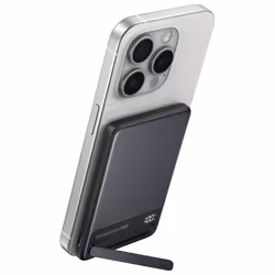 Powerbank sans fil Magnétique MagSafe MagPro Slim 5000mAh 1 port USB C 15W Qi Stand + Câble attaché Noir Iniu