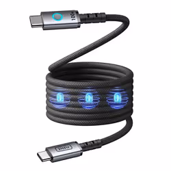 Câble Léopard USB C / USB C 5A 1.2m Magnétique PD 100W Noir Iniu