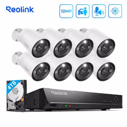 Reolink 12MP Kit Vidéo Surveillance 16CH 4To NVR + Caméra IP extérieur PoE Détection de Personne/Véhicule Vision Nocturne en