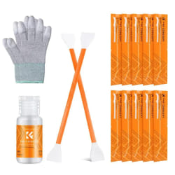 K&F Kit bâtonnet de nettoyage 16 mm bâtonnets de nettoyage x10 20 ml de solution de nettoyage Gants