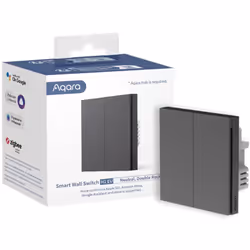 Aqara Smart Interrupteur mural H1 Gris | Double, avec cable neutre, Zigbee 3.0, EU, WS-EUK01-G