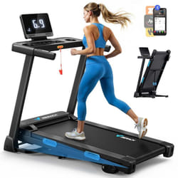 Merach - Tapis de Course Inclinable pour maison, 3 niveaux d'inclinaison réglables, 0.8-12 km/h, Compatible avec app