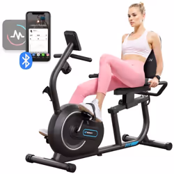 MERACH Vélo d'Appartement Couché – Confort et Performance pour Vos Entraînements à Domicile 8 Niveaux de Résistance, Suivi Ca ...