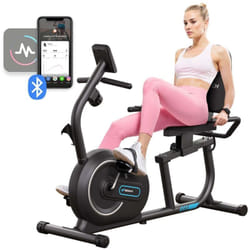 Merach - Vélo D'appartement Semi-allongé Magnétique, 8 Niveaux De Résistance, Écran lcd, Poignées De Fréquence Cardiaque