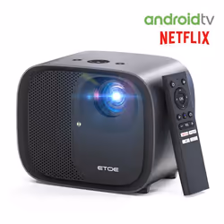 Projecteur ETOE E3 Pro avec Android TV - 600 ANSI - 1080P Natif - Décodage 4K - Mise au Point Automatique et Correction