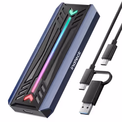 Inateck Boîtier SSD M.2 NVMe SATA avec RGB USB 3.2 10 Gbps Prise en Charge UASP Trim pour 2230-2242-2260-2280(M-M&B Key)