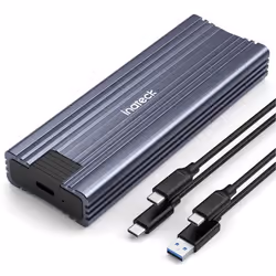Inateck Boîtier SSD M.2 NVMe SATA en Aluminium USB 3.2 Transmission de 10Gbps pour 2242 2260 2280 avec câbles USB A-C C-C