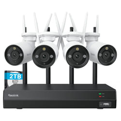 Reolink Kit de Vidéosurveillance 4K 8MP 2,4/5GHz WiFi 6 Extérieure, Vision Nocturne Couleur, Détection Personne/Véhicule, 12CH 2To NVR et 4X 8MP