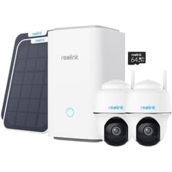 Home Hub avec 2xArgus PT+Panneau Solair Blanc Caméra de Surveillance sans fil 5MP Pan&Tilt Vision Nocturne En Couleur - Reolink