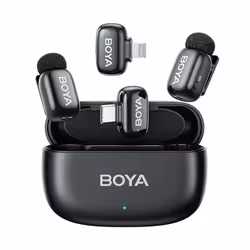 BOYA Système de microphone sans fil Mini Ultracompacact 2,4 GHz, Microphone Lavalier, Microphone à condensateur, Omnidirectio ...