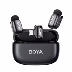 BOYA Système de microphone sans fil Mini Ultracompacact 2,4 GHz, Microphone Lavalier, Microphone à condensateur, Omnidirectio ...